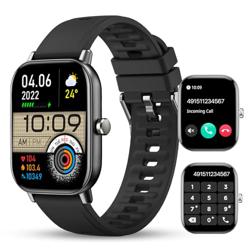 WalkerFit Smartwatch Herren mit Telefonfunktion : 2" Fitnessuhr Damen, Armbanduhr für Schrittzähler Schlafmonitor Pulsuhr, 120+ Sportmodi Sportuhr, IP67 Wasserdicht für Android iOS von WalkerFit