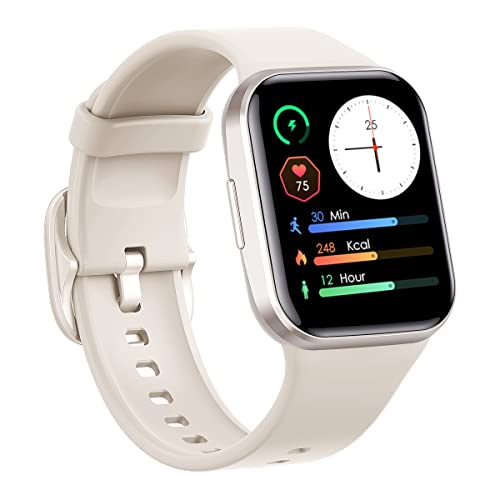 WalkerFit Smartwatch für Damen Herren, 1,7" Touchscreen Fitnessuhr, Herzfrequenz/Schlaf/Blutsauerstoff Monitor Fitness Smart Watch, wasserdichte Schrittzähler Kompatibel mit Android/iOS, Weiß von WalkerFit