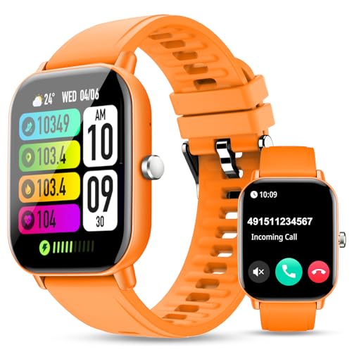 WalkerFit Smartwatch mit Telefonfunktion : 2" Touchscreen Fitnessuhr Herren Damen, Armbanduhr für Schrittzähler Schlafmonitor Pulsuhr, 120+ Sportmodi Sportuhr, IP67 Wasserdicht für Android iOS von WalkerFit