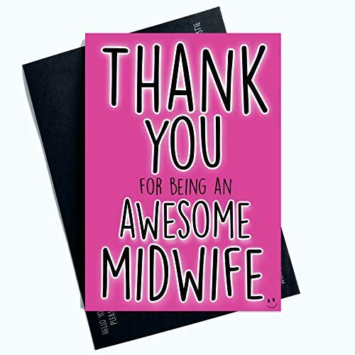 Midwife Thank You Karten für Being an Awesome Midwife Lustig Grußkarten für Sie Profanity Karten für Ihn Thank You Karte für Midwife Schwangerschaft- Geschenk Neugeborenes Komödien PC763 von Wall Smart Designs