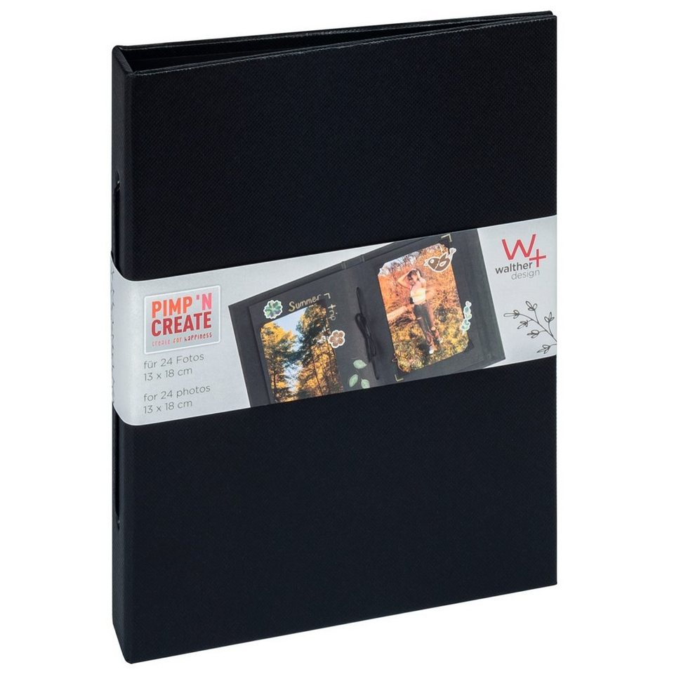 Walther Design Fotoalbum PIMP AND CREATE, Hochformat und Querformat, Fotoalbum Hardcover-Einband mit Kordelbindung von Walther Design