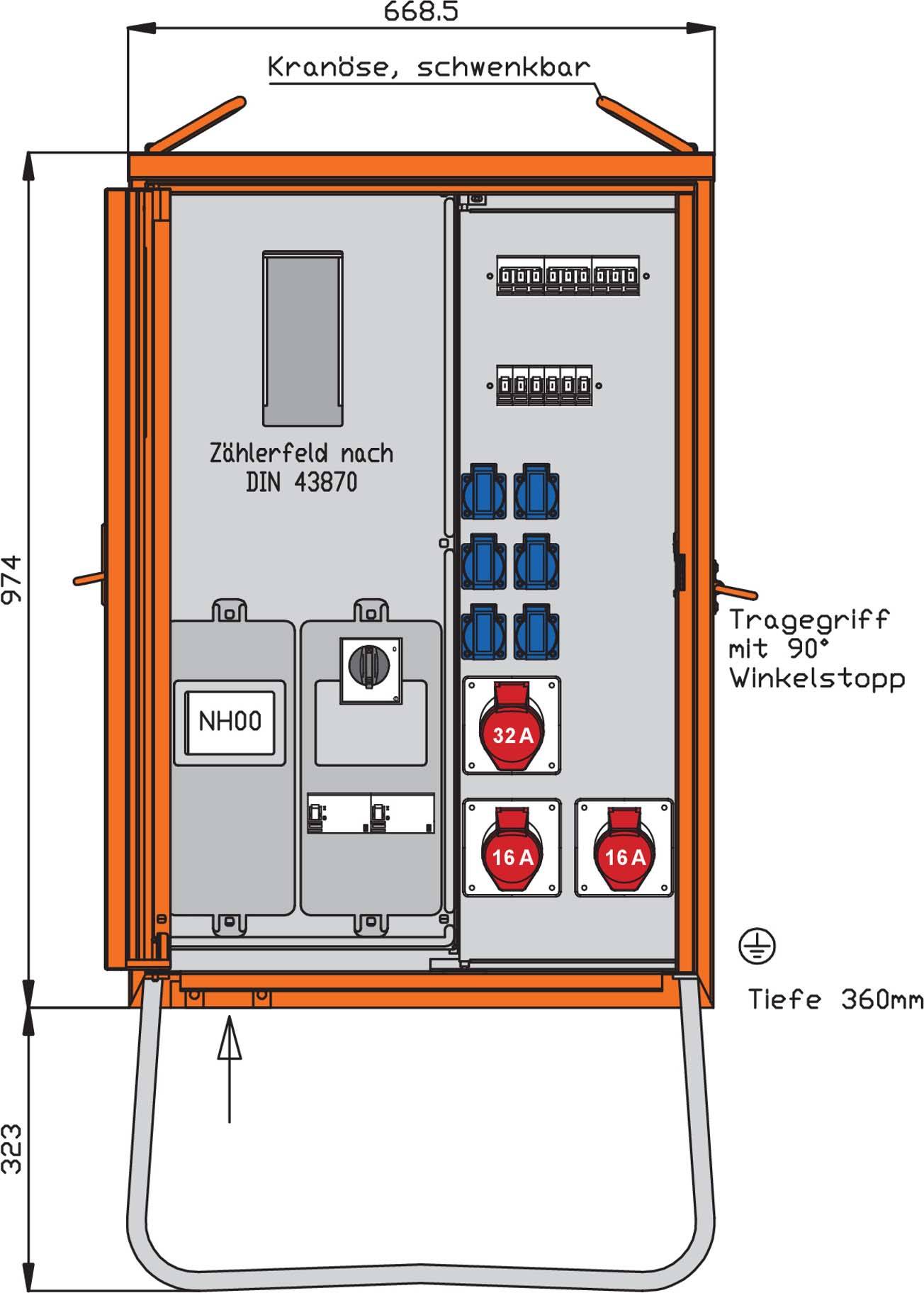 Walther Anschlussverteiler WAV0131BR1 44kVA Zählerpl.NH-Abgang RCD TypB 3 Walther Anschlussverteiler WAV0131BR1 44kVA Zählerpl.NH-Abgang RCD TypB 3 von Walther-Werke