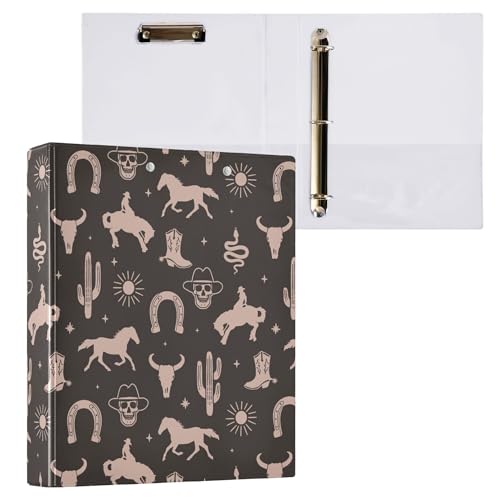 Cowboy-Wüsten-Ringordner, rund, 3,8 cm, Kaktus, Totenkopf, Pferd, 3-Ring-Klemmbrett, Ordner für Büro, Schule, Arbeitsbedarf, Aktenordner, 200 Blatt Kapazität Cowboy-Wüsten-Ringordner, rund, 3,8 cm, Kaktus, Totenkopf, Pferd, 3-Ring-Klemmbrett, Ordner für Büro, Schule, Arbeitsbedarf, Aktenordner, 200 Blatt Kapazität von Wamika