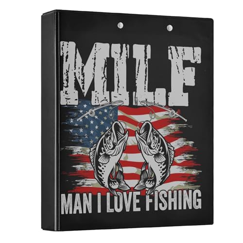 Fish Man Ringbuch, rund, 3,8 cm, Man I Love Fishing, Klemmbrett mit 3 Ringen, für Büro, Schule, Arbeitsbedarf, Aktenordner, 200 Blatt Kapazität von Wamika