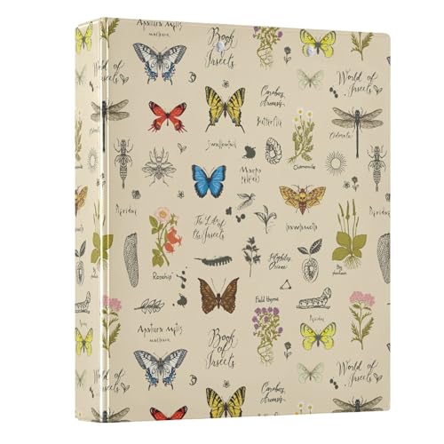 Ringbuch mit Schmetterlingen, Insekten, Blumen, 3,8 cm, Biologie, Botanik, Naturwissenschaft, 3-Ring-Klemmbrett, Ordner für Büro, Schule, Arbeitsbedarf, Aktenordner, 200 Blatt Kapazität Ringbuch mit Schmetterlingen, Insekten, Blumen, 3,8 cm, Biologie, Botanik, Naturwissenschaft, 3-Ring-Klemmbrett, Ordner für Büro, Schule, Arbeitsbedarf, Aktenordner, 200 Blatt Kapazität von Wamika