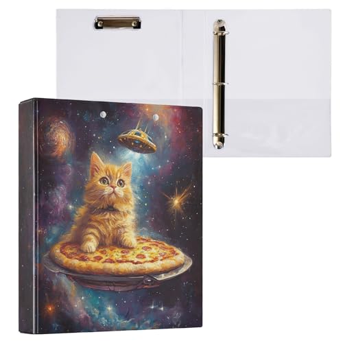 Runder Ringordner mit Katzen-Motiv, 1,5 Galaxie, Alien, Pizza, 3-Ring-Klemmbrett, Ordner für Büro, Schule, Arbeitsbedarf, Aktenordner, 200 Blatt Kapazität, leicht zu öffnen Runder Ringordner mit Katzen-Motiv, 1,5 Galaxie, Alien, Pizza, 3-Ring-Klemmbrett, Ordner für Büro, Schule, Arbeitsbedarf, Aktenordner, 200 Blatt Kapazität, leicht zu öffnen von Wamika