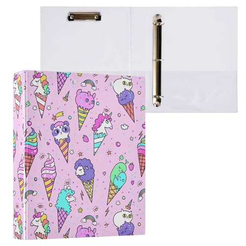 Rundes Ringbuch mit Einhorn-Eiscreme, 3,8 cm, Panda, Katze, Schaf, 3-Ring-Klemmbrett, Ordner für Büro, Schule, Arbeitsbedarf, Aktenordner, Dokument, 200 Blatt Kapazität, leicht zu öffnen Rundes Ringbuch mit Einhorn-Eiscreme, 3,8 cm, Panda, Katze, Schaf, 3-Ring-Klemmbrett, Ordner für Büro, Schule, Arbeitsbedarf, Aktenordner, Dokument, 200 Blatt Kapazität, leicht zu öffnen von Wamika