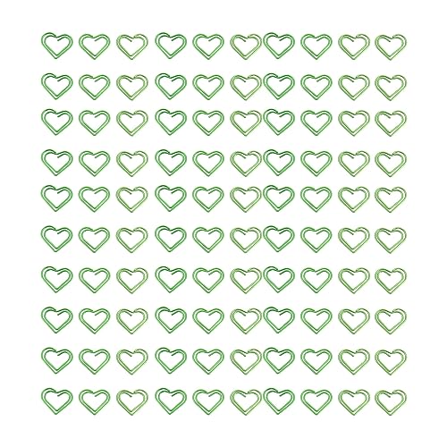 Green Love Shaped Pin 100 Stück grüne Büroklammern in Herzform, rutschfest, aus beschichtetem Metall, niedliche Büroklammern, tragbare kleine Büroklammern für die Schule von Wamsound
