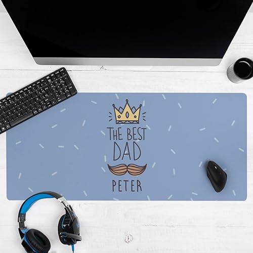 Wanapix | Vatertag Mauspad personalisiert | XXL Mousepad mit Foto | Schreibtischunterlage | Desk mat | Vatertagsgeschenk für Papa | rutschfeste Gummibasis | 90 x 40cm | Best Dad von Wanapix