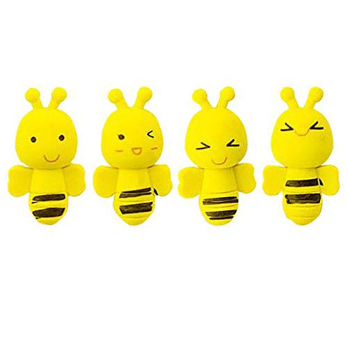 Wanfor Gewöhnlicher Radiergummi, 4 Stück, niedliche Mini-Tiere, Insekten, kleine gelbe Biene, Radiergummi, Bleistift, Radiergummi, Schule, Büro von Wanfor
