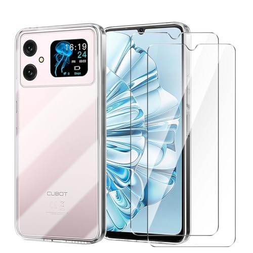 Wanglaism Hülle Kompatibel mit Cubot A20 Handyhülle mit 2 Stück Schutzfolie Gehärtetes Glas - Transparent Weiches Silikon stoßfest Schutzhülle Tasche von Wanglaism