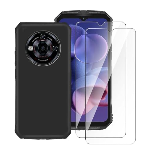 Wanglaism Hülle Kompatibel mit Doogee S118 Pro 5G Handyhülle mit 2 Stück Schutzfolie Gehärtetes Glas - Schwarz Weiches Silikon stoßfest Schutzhülle Tasche von Wanglaism