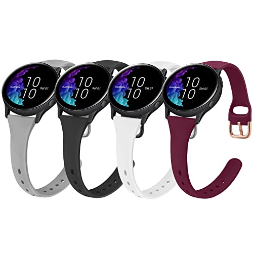 Schlanke Armbänder für Garmin Venu/Vivoactive 3 Watch, 20 mm, weiches Silikon, Ersatzarmband, Sportarmband für Garmin Venu Sq, Vivoactive 3 Music, Forerunner 645/245 Music, Samsung Galaxy Watch 4 von Wanme