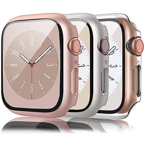 Wanme 3 Stück Hard Hülle für Apple Watch 42mm Series 3 2 1 mit Glas Displayschutz, Hart PC Rundum Gehäuse Hülle Eingebaut Gehärtetes Glas Schutzfolie von Wanme