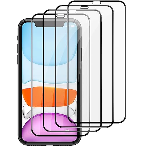 Wanme 4 Stück Full Screen Schutzfolie für iPhone XR/iPhone 11, Panzer Schutz Glas mit Schwarzer Rand, HD Displayschutz für iPhone 11/ iPhone XR (6.1) (4 Stück) von Wanme