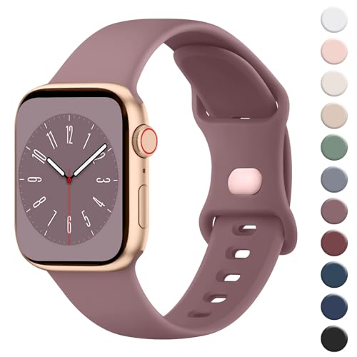 Wanme Armband für Apple Watch Armband 38mm 40mm 41mm 42mm 44mm 45mm 49mm Damen Herren, Silikon Armbänder Classic Sport Ersatz Uhrenarmband für iWatch Series Ultra 9 8 7 6 5 4 3 2 1 SE,Rauch Violett von Wanme