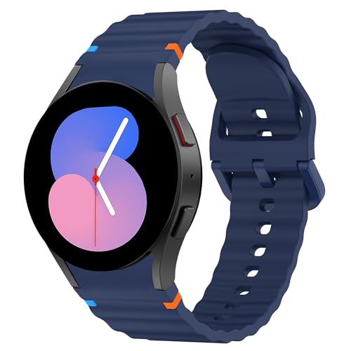 Wanme Armband für Samsung Galaxy Watch 4/5/6 40mm 44mm/Watch 5 Pro/4 Classic/6 Classic Silikon Ersatzarmband (Dunkelblau) von Wanme