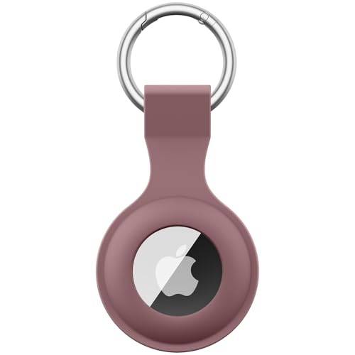 Wanme Hülle für Apple AirTag Anhänger mit Schlüsselanhänger, AirTags Silikon Tragbar Keyring Abdeckung, Schutzhülle für Apple AirTag Case Tracker (Rauchviolett) von Wanme