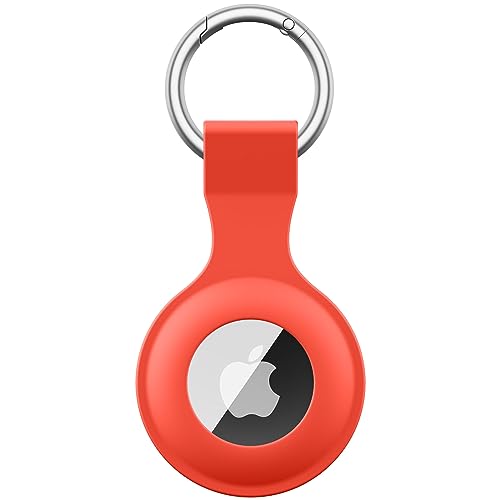 Wanme Hülle für Apple AirTag Anhänger mit Schlüsselanhänger, AirTags Silikon Tragbar Keyring Abdeckung, Schutzhülle für Apple AirTag Case Tracker (Rot) von Wanme