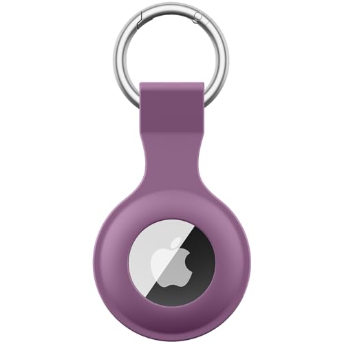 Wanme Hülle für Apple AirTag Anhänger mit Schlüsselanhänger, AirTags Silikon Tragbar Keyring Abdeckung, Schutzhülle für Apple AirTag Case Tracker (Violett) von Wanme