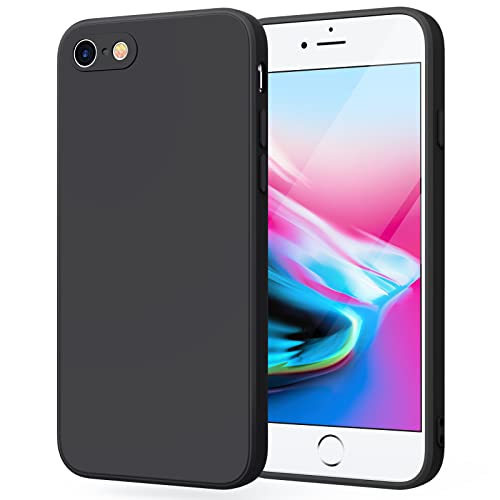 Wanme Hülle für iPhone SE 3/2 (Modello 2022/2020), iPhone 8/7 Hülle, Ultradünne Weiche Flüssigsilikon Hülle, Vollständige Schutzhülle Handyhülle für iPhone 8/7/SE (Schwarz) von Wanme