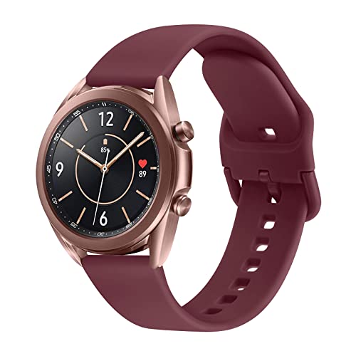 Wanme Kompatibel mit Samsung Galaxy Watch 3 41mm Armband,Silikon Ersatzarmband Uhrenarmband für Samsung Galaxy Watch 3 41mm(Rotwein) von Wanme