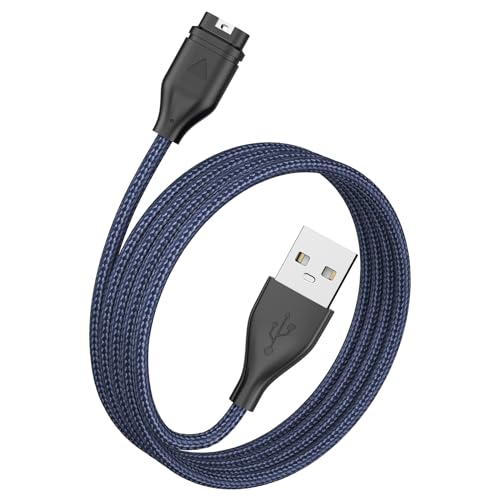 Wanme Ladegerät für Garmin Vivoactive 5 4 3 3S 4S, Garmin Vivomove 3/ 3S/ Luxe/Style, 100 cm Nylonkabel (Blau, USB) von Wanme