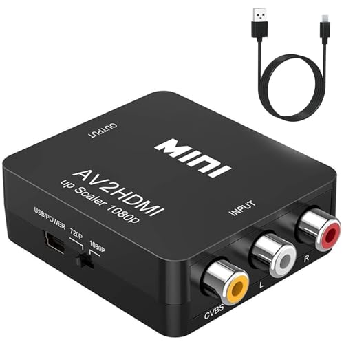 Wanme RCA zu HDMI, AV zu HDMI Konverter mit Kabel, 1080P Mini Composite Audio Video Adapter RCA CVBS, Unterstützung PAL/NTSC für DVD Player TV/PC/PS3/STB/Xbox VHS/VCR/Blue-Ray Wanme RCA zu HDMI, AV zu HDMI Konverter mit Kabel, 1080P Mini Composite Audio Video Adapter RCA CVBS, Unterstützung PAL/NTSC für DVD Player TV/PC/PS3/STB/Xbox VHS/VCR/Blue-Ray von Wanme