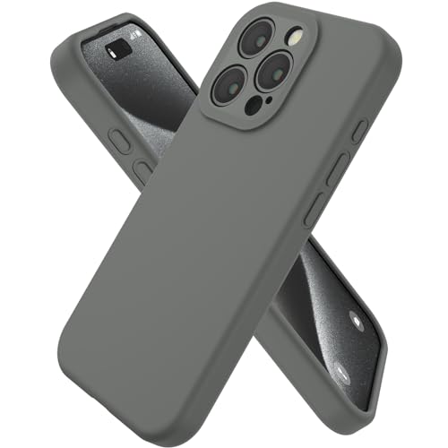 Wanme Silikon Hülle für iPhone 15 Pro Handyhülle, Hochwertige Schutzhülle Vollständiger Kameraschutz, Dauerhaft Stoßfestes Mikrofaser Futter Schutz Case für iPhone 15 Pro 6.1'', Carbongrau von Wanme