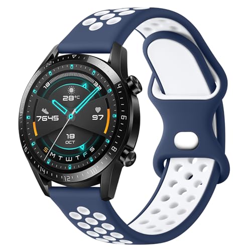 Wanme für Huawei Watch GT 4 46mm Armband/Huawei Watch GT 3 46mm / GT 3 Pro 46mm / GT 2 46mm / GT 2 Pro/GT 2e für Herren Damen, 22mm Silikon Armbänder Atmungsaktives Wasserdichtes Sport Ersatzarmband von Wanme