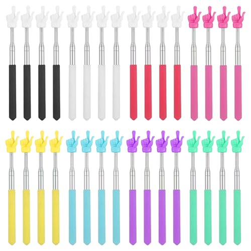 Wanmu 30 Stück Zeigestifte für Klassenzimmer, ausziehbar, Mehrzweck-Lehrer-Pointer, Fingerzeiger-Sticks für Lehrer, Trainer, Präsentator, Klassenzimmer-Essentials (8 Farben) von Wanmu
