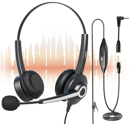 Wantek 682N Headsets mit Mikrofon Geräuschunterdrückung Anrufsteuerung Leichter Komfort Tragen PC Kopfhörer für Computer Laptop Tablet Smartphones MP3 Xbox Business Online Meetings von Wantek