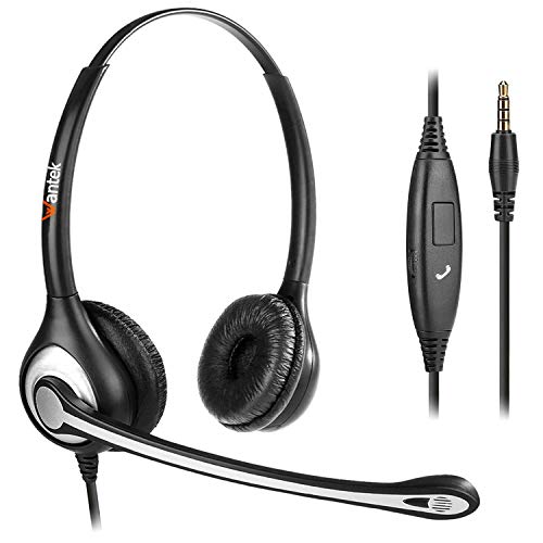 Wantek Headset Handy Binaural mit Noise Cancelling Mikrofon, Smartphone Kopfhörer für iPhone Samsung Huawei HTC LG ZTE BlackBerry Android Mobiltelefon mit 3,5mm Klinkenstecker(F602J35) von Wantek