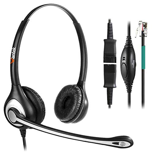 Wantek RJ9 Telefon Headset mit Mikrofon Noise Cancelling & Quick Disconnect, Festnetztelefon Kopfhörer für Gigaset DA710 DA810A Siemens Optipoint 500 Polycom VVX411 Plantronics Avaya NEC(602QS2) von Wantek