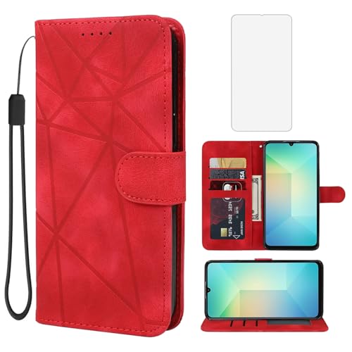 Wanyuexes Hülle für Galaxy A06 Case, für Samsung A06 SM-A065F Schutzhülle mit Schutzfolie, PU Leder Wallet Flip 3 Karten Halter Standfunktion Handyhülle für Samsung Galaxy A06 Red Wanyuexes Hülle für Galaxy A06 Case, für Samsung A06 SM-A065F Schutzhülle mit Schutzfolie, PU Leder Wallet Flip 3 Karten Halter Standfunktion Handyhülle für Samsung Galaxy A06 Red von Wanyuexes
