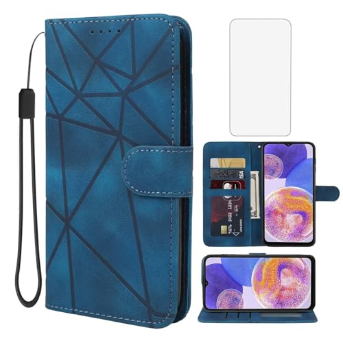 Wanyuexes Hülle für Galaxy A23 4G/5G Case, M13 4G/M23 5G/F23 5G SM-A236U Schutzhülle mit Schutzfolie, PU Leder Wallet Flip 3 Karten Halter Standfunktion Handyhülle für Samsung Galaxy A23 Blau Wanyuexes Hülle für Galaxy A23 4G/5G Case, M13 4G/M23 5G/F23 5G SM-A236U Schutzhülle mit Schutzfolie, PU Leder Wallet Flip 3 Karten Halter Standfunktion Handyhülle für Samsung Galaxy A23 Blau von Wanyuexes