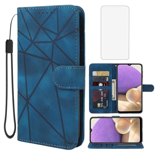 Wanyuexes Hülle für Galaxy A32 5G Case, für Samsung M32 5G A326 Schutzhülle mit Schutzfolie, PU Leder Wallet Flip 3 Karten Halter Standfunktion Handyhülle für Samsung Galaxy A32 5G Blau Wanyuexes Hülle für Galaxy A32 5G Case, für Samsung M32 5G A326 Schutzhülle mit Schutzfolie, PU Leder Wallet Flip 3 Karten Halter Standfunktion Handyhülle für Samsung Galaxy A32 5G Blau von Wanyuexes