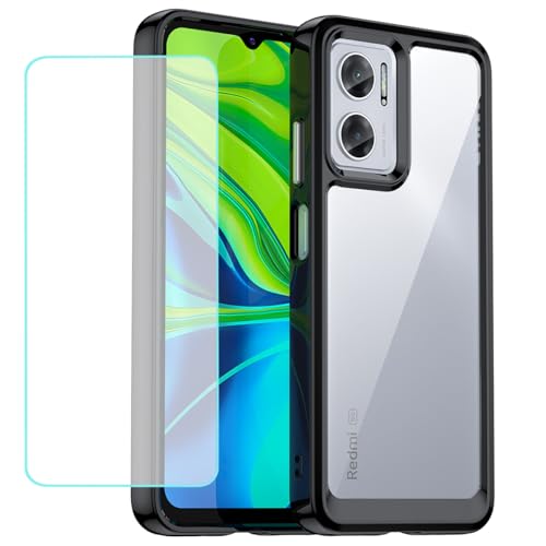 Wanyuexes Hülle für Redmi 10 5G Case/Redmi Note 11E 5G Schutzhülle Schutzfolie, Clear Hard PC Back & Soft TPU Protective Handyhülle für Xiaomi Redmi 10 5G Crystal schwarz Wanyuexes Hülle für Redmi 10 5G Case/Redmi Note 11E 5G Schutzhülle Schutzfolie, Clear Hard PC Back & Soft TPU Protective Handyhülle für Xiaomi Redmi 10 5G Crystal schwarz von Wanyuexes