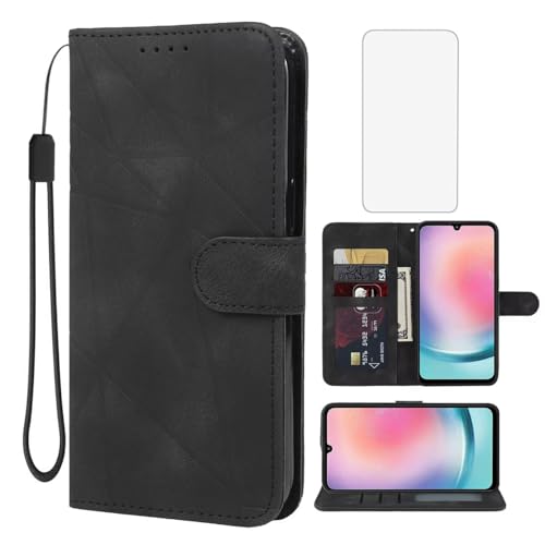 Wanyuexes Hülle für Galaxy A24 4G Case, für Samsung A24 4G SM-A245F Schutzhülle mit Schutzfolie, PU Leder Wallet Flip 3 Karten Halter Standfunktion Handyhülle für Samsung Galaxy A24 4G Schwarz Wanyuexes Hülle für Galaxy A24 4G Case, für Samsung A24 4G SM-A245F Schutzhülle mit Schutzfolie, PU Leder Wallet Flip 3 Karten Halter Standfunktion Handyhülle für Samsung Galaxy A24 4G Schwarz von Wanyuexes