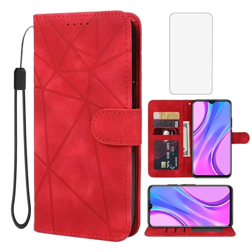 Wanyuexes Hülle für Redmi 9/Redmi 9 Prime/Poco M2/Poco M2 Reloaded M2004J19PI Schutzhülle mit Schutzfolie, PU Leder Wallet Flip 3 Karten Halter Standfunktion Handyhülle für Xiaomi Redmi 9 Red Wanyuexes Hülle für Redmi 9/Redmi 9 Prime/Poco M2/Poco M2 Reloaded M2004J19PI Schutzhülle mit Schutzfolie, PU Leder Wallet Flip 3 Karten Halter Standfunktion Handyhülle für Xiaomi Redmi 9 Red von Wanyuexes