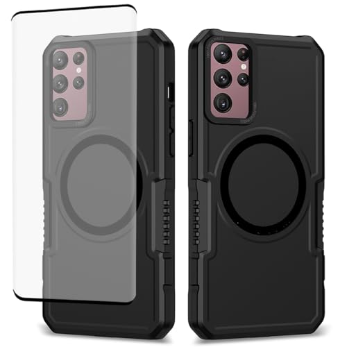 Wanyuexes Hülle für für Samsung Galaxy S22 Ultra 5G SM-S908U Stück Schutzfolie, für MagSafe, Stoßfest Kratzfest Magnetisch Handyhülle für Samsung Galaxy S22 Ultra Schwarz Wanyuexes Hülle für für Samsung Galaxy S22 Ultra 5G SM-S908U Stück Schutzfolie, für MagSafe, Stoßfest Kratzfest Magnetisch Handyhülle für Samsung Galaxy S22 Ultra Schwarz von Wanyuexes
