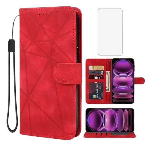 Wanyuexes rot PU Leder Wallet Flip Hülle für Xiaomi Redmi 12 Series mit Schutzfolie, KickStandfunktion, Card Holder, Wireless & Magnetic Closure Wanyuexes rot PU Leder Wallet Flip Hülle für Xiaomi Redmi 12 Series mit Schutzfolie, KickStandfunktion, Card Holder, Wireless & Magnetic Closure von Wanyuexes