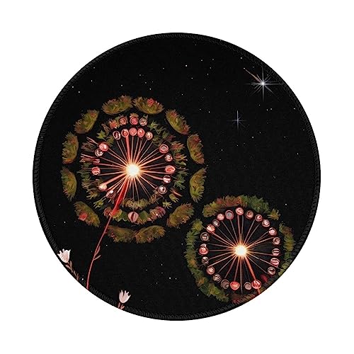 Starry Pusteblume rund, rutschfeste Gummiunterseite, kleines Mauspad, starke Haftung, geeignet für Spiele, Computer-Laptop, 20 x 20 cm. von WapNo