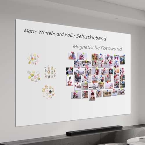 Warasee Projektion Whiteboard Magnetisch Folie, 90 x 120cm Magnetfolie Selbstklebend Stark, Magnettafel Kann Projizieren und Schreiben, für Büro, Klassenzimmer und Zuhause, Mit Marker und Radierer von Warasee