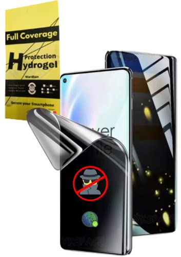 WardSan [1 Stück für OnePlus 8 6,55 Zoll – Displayschutzfolie Hydrogel Anti-Spion Private 3D | Selfiehalterung gratis | stoßfest | weicher TPU-Schutz | besser als ein gehärtetes Glas von WardSan