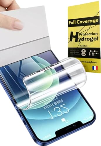 WardSan [2 Stück Displayschutzfolie für iPhone 15 Pro Max 6,7 Zoll – Hydrogel 3D Displayschutzfolie mit Fingerhalterung für Selfie | stoßfest | kompatibel mit TPU-Hüllen | weiche TPU-Folie von WardSan