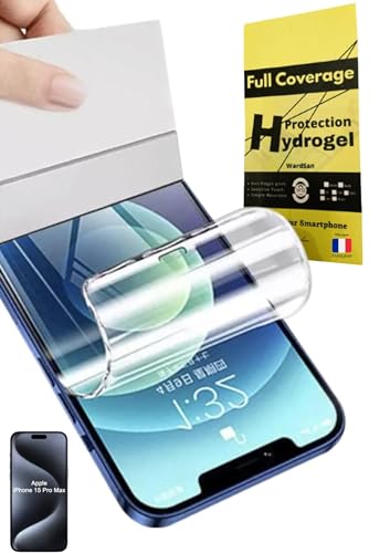 WardSan [3 Stück Displayschutzfolie für iPhone 15 Pro Max 6,7 Zoll – Hydrogel 3D Displayschutzfolie mit Fingerhalterung für Selfie | stoßfest | kompatibel mit TPU-Hüllen | weiche TPU-Folie WardSan [3 Stück Displayschutzfolie für iPhone 15 Pro Max 6,7 Zoll – Hydrogel 3D Displayschutzfolie mit Fingerhalterung für Selfie | stoßfest | kompatibel mit TPU-Hüllen | weiche TPU-Folie von WardSan