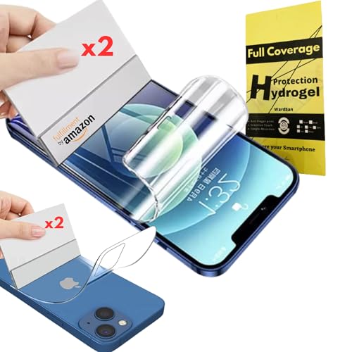 WardSan [4 Stück für iPhone 13 Mini 5,4 Zoll – 4 Hydrogel-Displayschutzfolien (2 vorne & 2 hinten) 3D-Ganzkörper | Stoßfest | Hüllenkompatibel | Weiche TPU-Schutzfolie | Besser als gehärtetes Glas von WardSan