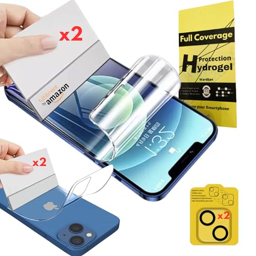 WardSan [6 Stück für iPhone 15 6,1 Zoll – 4 Hydrogel-Displayschutzfolien, 2 vorne und 2 hinten 3D + 2 Kameras aus gehärtetem Glas | Stoßfest | Kompatible Hüllen | Weicher Displayschutz | Besser als ge WardSan [6 Stück für iPhone 15 6,1 Zoll – 4 Hydrogel-Displayschutzfolien, 2 vorne und 2 hinten 3D + 2 Kameras aus gehärtetem Glas | Stoßfest | Kompatible Hüllen | Weicher Displayschutz | Besser als ge von WardSan