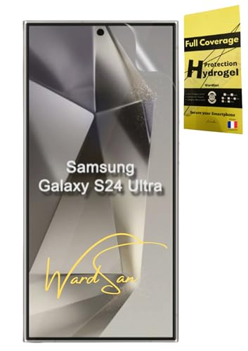 WardSan [Pack 2 Stück für Samsung Galaxy S24 Ultra 6,8 Zoll – Displayschutzfolie Hydrogel 3D + Fingerhalter für Selfie | stoßfest | kompatibel mit Schutzhüllen | weiche TPU-Folie von WardSan
